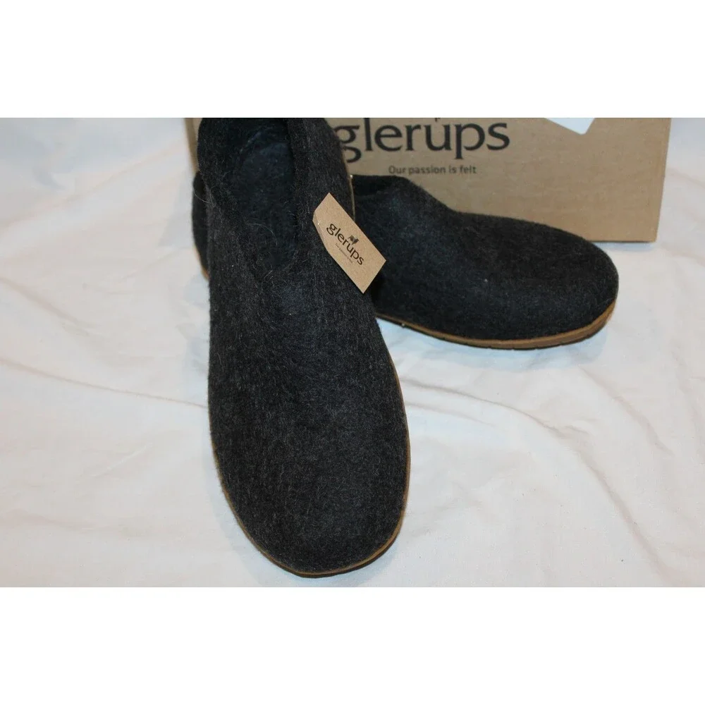 Glerups 100% Gray Wool Men’s Sz EU 45 US 12 Rubber Outsole Slipper Booties